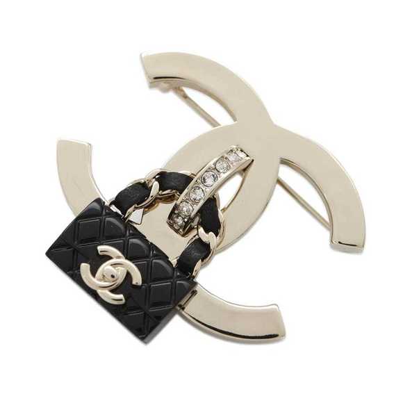 CHANEL Jewelry - Chanel Brooch Coco Mark Bag Motif Rhinestone B23C ABA011 CHANEL Black